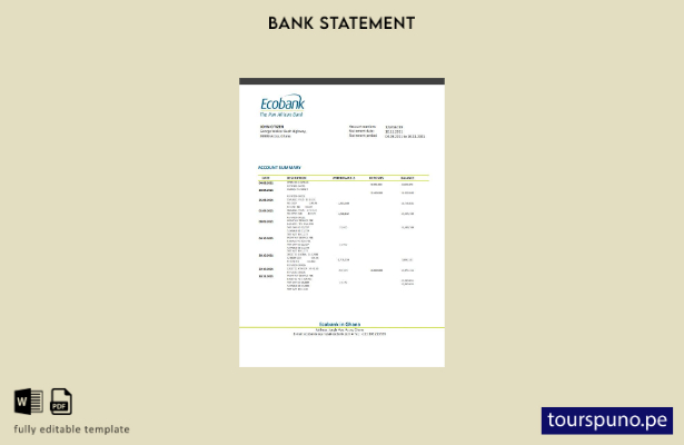 listo para imprimir plantilla de word   extracto bancario de Ghana Ecobank